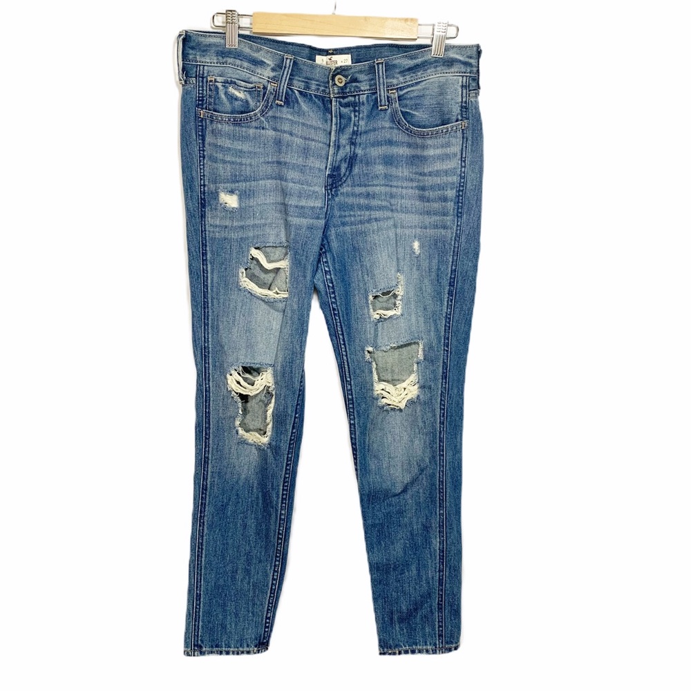 🎄 3/$15 Hollister Distressed High Rise Button Fly Jeans 27